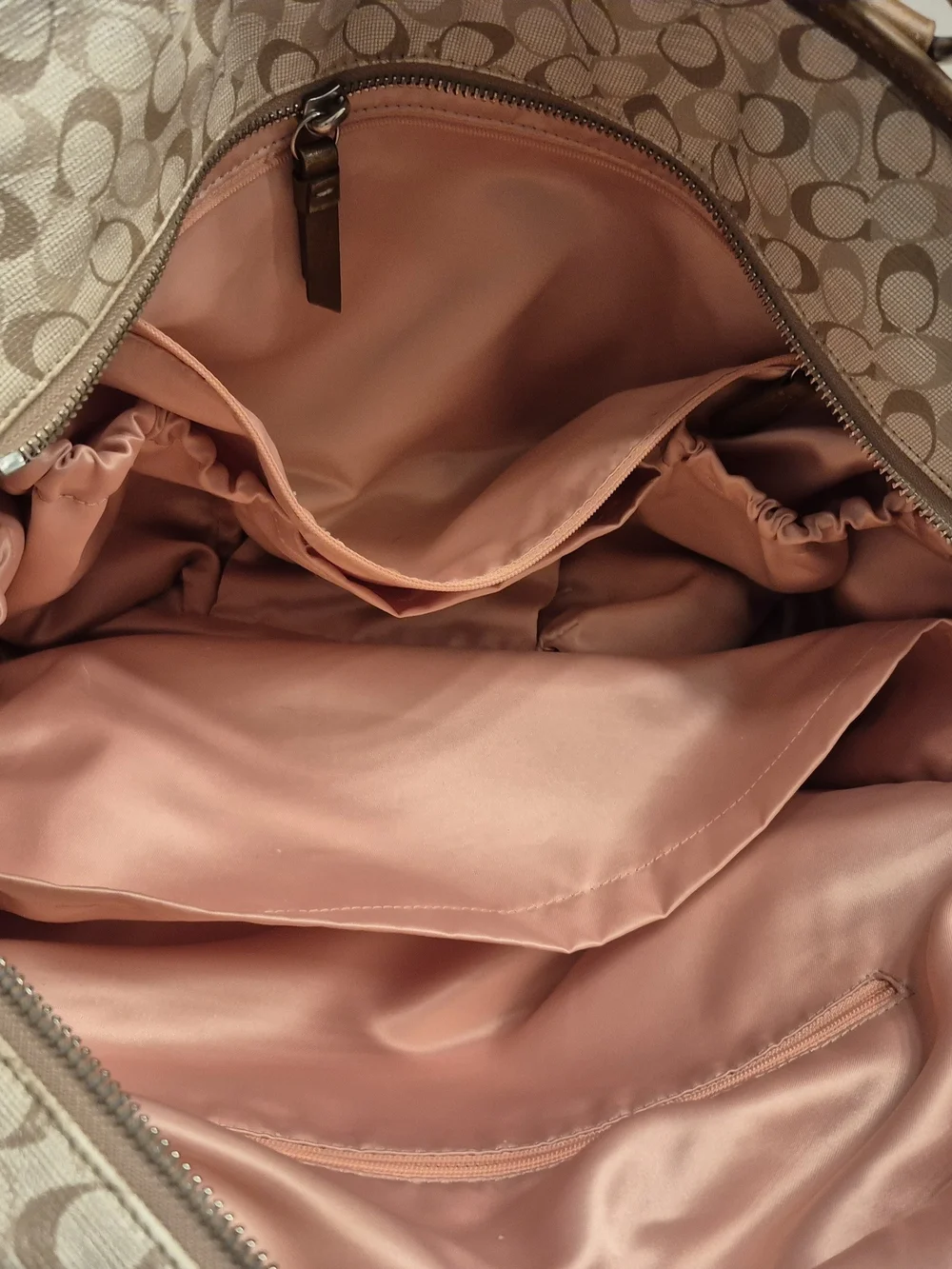 Coach Beige Signature Canvas Mulifunction Tote with Tan Leather Trim